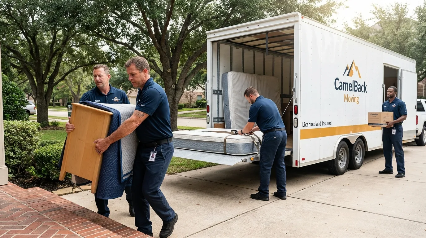 Crew loading residential truck for cross-state move from Mount Pocono, PA