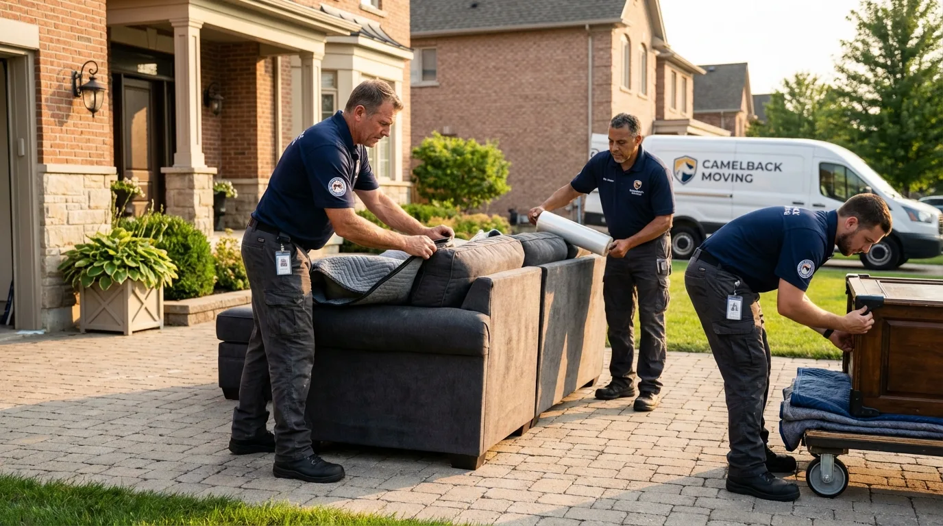 Large estate moving crew wrapping furniture in Mount Pocono, PA